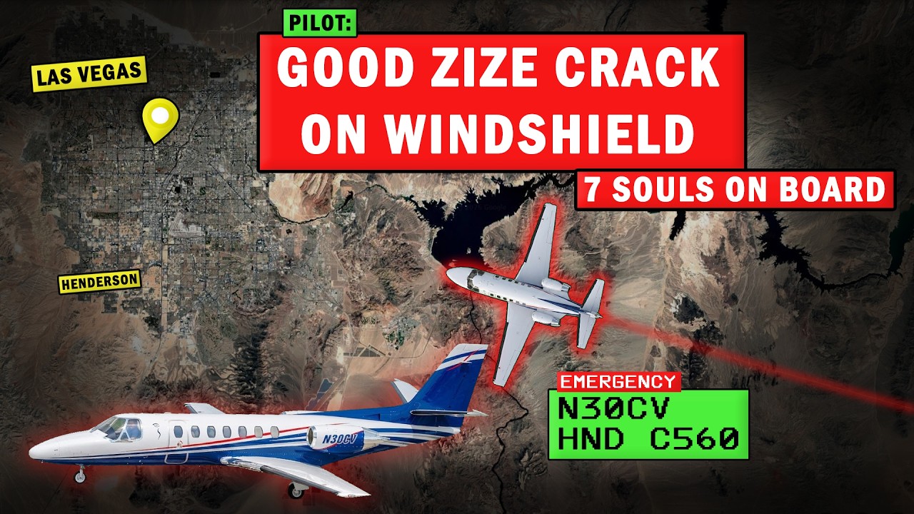 Citation N30CV CRACKED WINDSHIELD | Emergency Lands at Henderson, NV