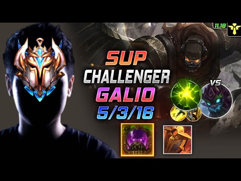 Challenger Galio Support vs Maokai - 챌린저 서폿 갈리오 템트리 룬 터화공 여진 ガリオ Галио 正义巨像 加里歐 - LOL KR 11.18