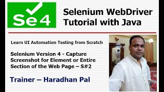 Capture Screenshot for Element or Entire Section of the Web Page - Mastering Selenium 4 - Session 2