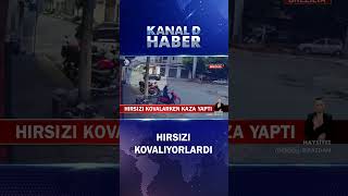 Hırsızı Kovalarken Park Halindeki Üç Motosiklete Böyle Çarptı