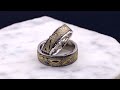 video - Darkened Summer Mokume Wedding Band with Vertical Diamond Channel