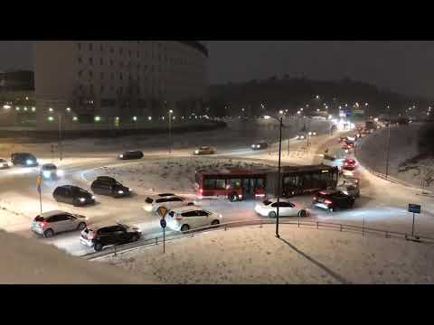 A roundabout traffic in Ursvik in timelapse