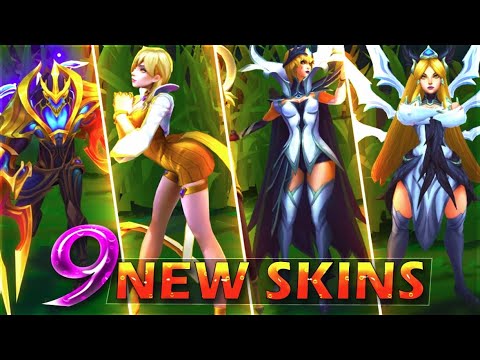ALL 9 NEW SKINS SPOTLIGHT - Galaxy Slayer Zed, K/DA Evelynn Prestige, Conqueror Alistar, 6 IG Skins