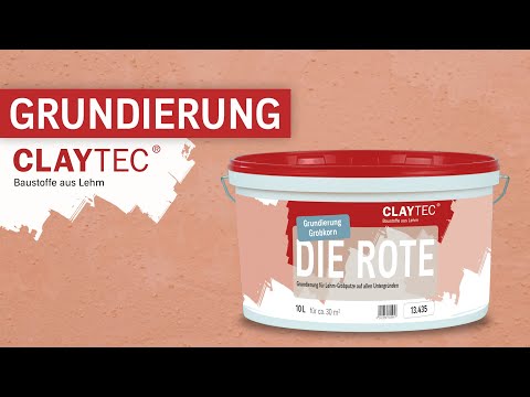 Grundierung DIE ROTE - CLAYTEC Lehmbaustoffe auf bauüblichen Untergründen - Anwendungsvideo