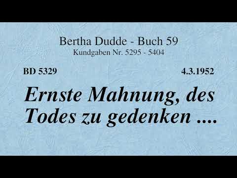 BD 5329 - ERNSTE MAHNUNG, DES TODES ZU GEDENKEN ....