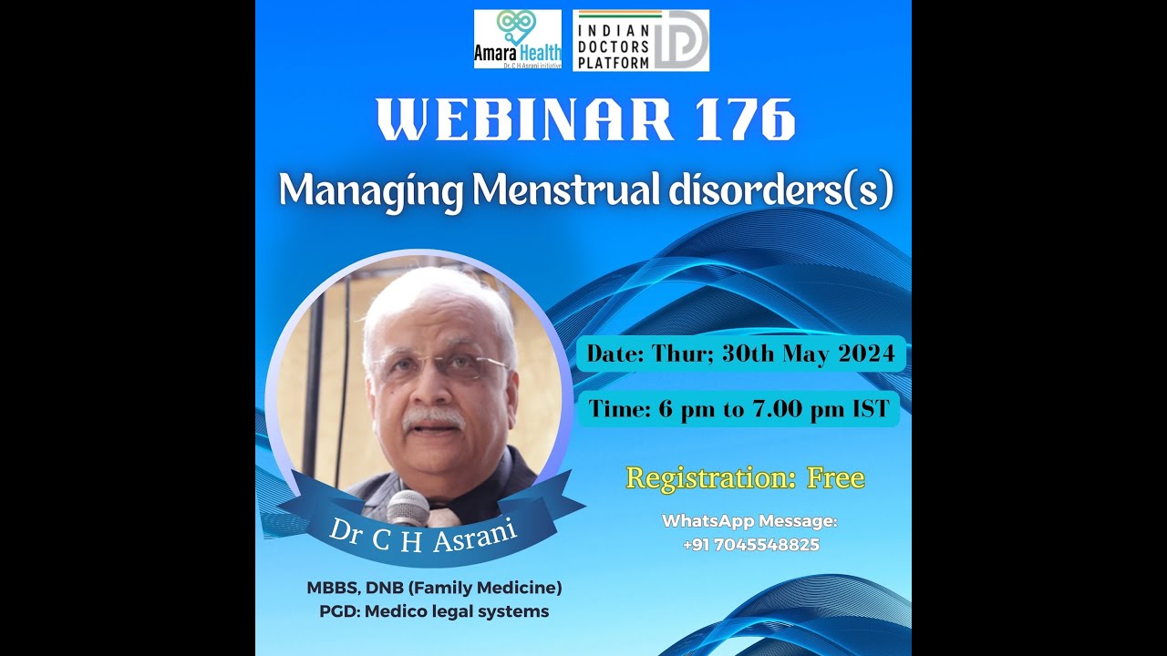 Webinar 176 – Managing Menstrual disorder(s) by Dr C H Asrani