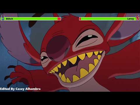 Stitch vs. Leroy with healthbars