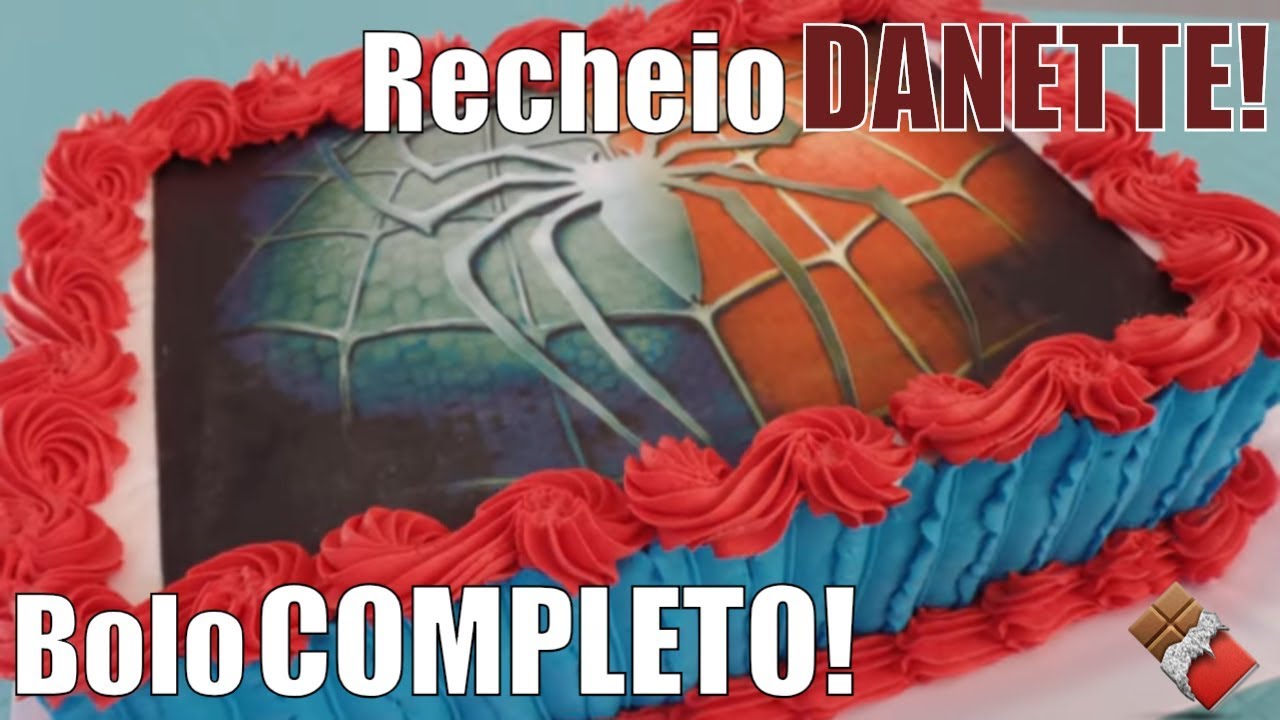 Passo a passo Bolo de Aniversário do Homem Aranha decorado com chantilly vermelho e azul ✅