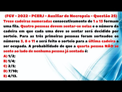 PROBABILIDADE | QUESTÃO 25 DA PCERJ - AUXILIAR DE NECROPSIA | BANCA FGV 2022