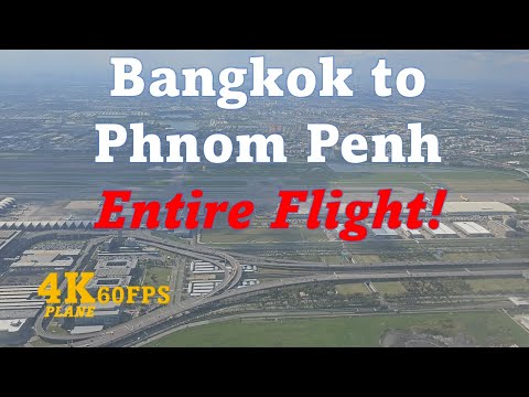 Bangkok para Phnom Penh - voo inteiro em 4k! Sky Angkor Airlines voo ZA675