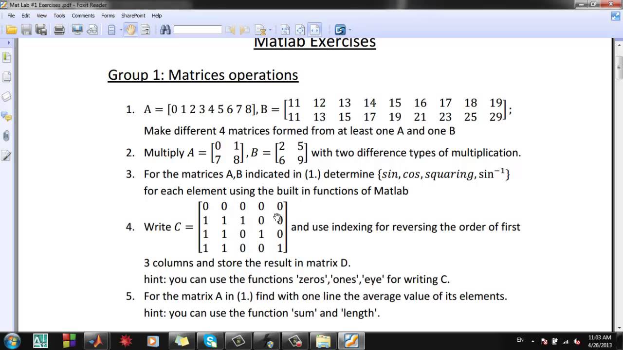 How to Answer Matlab Assignment: #4 Group 1