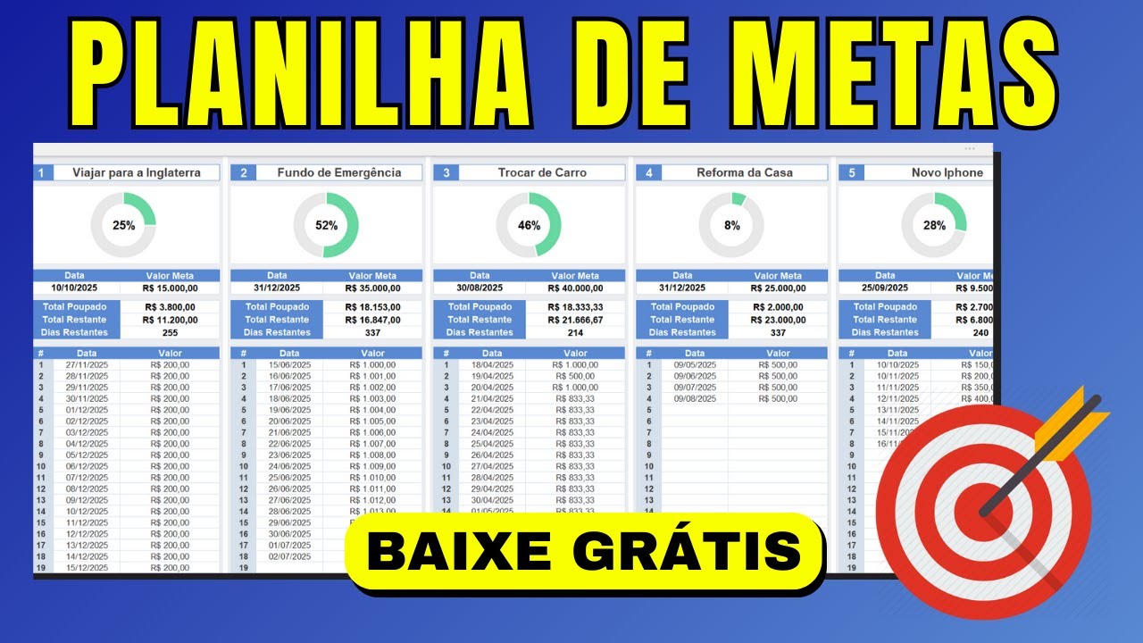 Goals Spreadsheet in Excel: Free Download