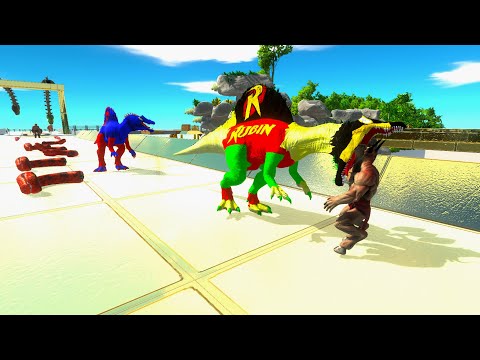 SUPERMAN & ROBIN SPINOSAURUS DEATH CLIMB - Animal Revolt Battle Simulator