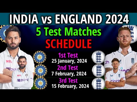 India vs England Test Schedule 2024 | Ind vs Eng 2024 Schedule | India Next Series