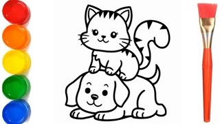 Cat and Dog Drawing Painting and Coloring For kids and Toddlers | 104