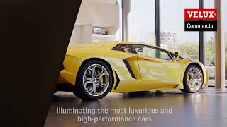 Un nou paradis al masinilor de lux este iluminat cu ajutorul cupolelor luminatoare VELUX Commercial
