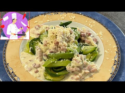 Recette facile de tagliatelles de courgette à la carbonara