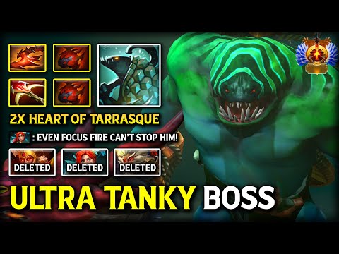 ULTRA TANKY OFFLANE TIDEHUNTER With 2x Heart of Tarrasque 100% Impossible to Tamed 7.40b DotA 2