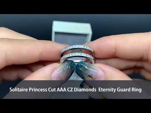 Solitaire Princess Cut AAA CZ Diamonds  Eternity Guard Ring