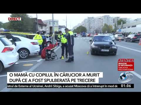 Momentul în care o mamă și copilul ei au fost spulberați pe trecerea de pietoni in Berceni
