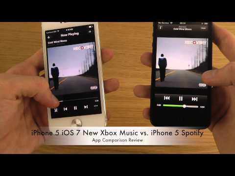 iPhone 5 iOS 7 New Xbox Music vs. iPhone 5 Spotify - App Comparison Review