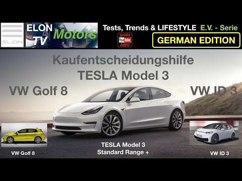 Grosser Vergleich: VW Golf 8 gegen VW ID 3 und das TESLA Model 3!