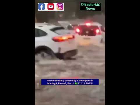 Heavy Rain Turns Streets into Rivers in MaringáMaringa #Parana #BrazilFloods #Flooding #HeavyRain