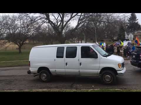 Westboro Baptist Church members and protesters at Grand Rapids’ Union High School