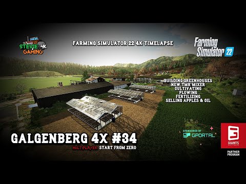 Galgenberg 4x/#34/Building Greenhouses/Cultivating/Plowing/Fertilizing/Contracts/FS22 4K Timelapse