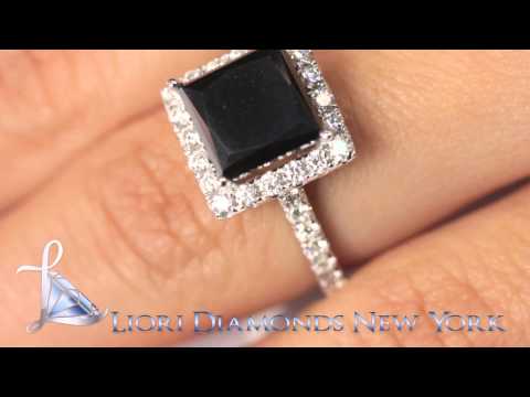 BDR-SOLD-036 - 3.81 Carat Princess Cut Natural Black Diamond Engagement Ring 14k White Gold