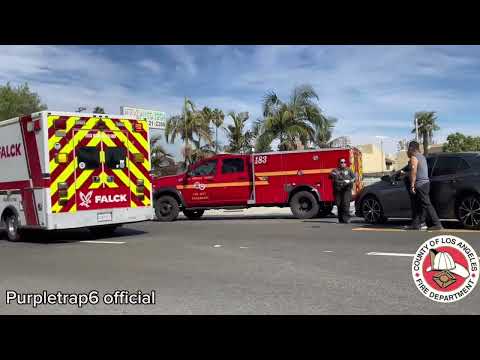 **NEW SQUAD** LAcoFD Squad 183 transport with Falck ambulance after vehicle vs pedestrian call