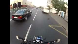 BMW vs motorcycle confrontation roadrage in Russia on dashcam.