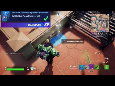 Establish Device Uplink near Condo Canyon & Recover the missing Battle Bus Plans - Fortnite