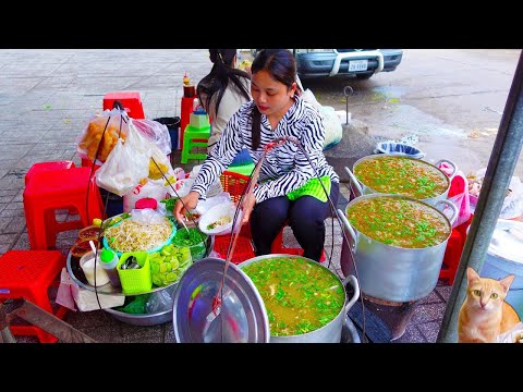 Taste of CAMBODIA ! Best Street Rice Porridge, Fried Spring Rolls, Chicken Fried Rice | Street Food