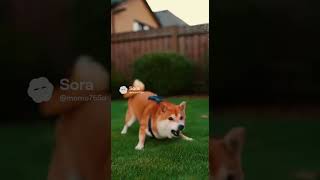 見えない敵と柴犬が戦う