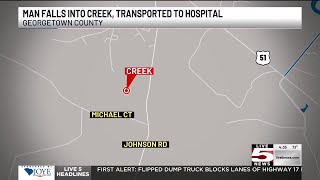 VIDEO: 78-year-old man hospitalized after falling into a creek in Georgetown County