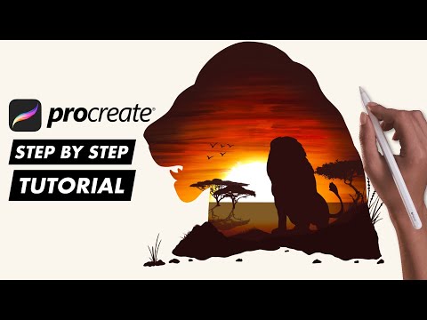 #46 Lion sunset 🦁 - Procreate step by step