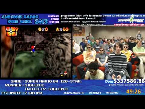 [AGDQ 2013] Super Mario 64 16 & 120-star / Siglemic (comm: cr4p0, mistermv, RealMyop) - restream FR