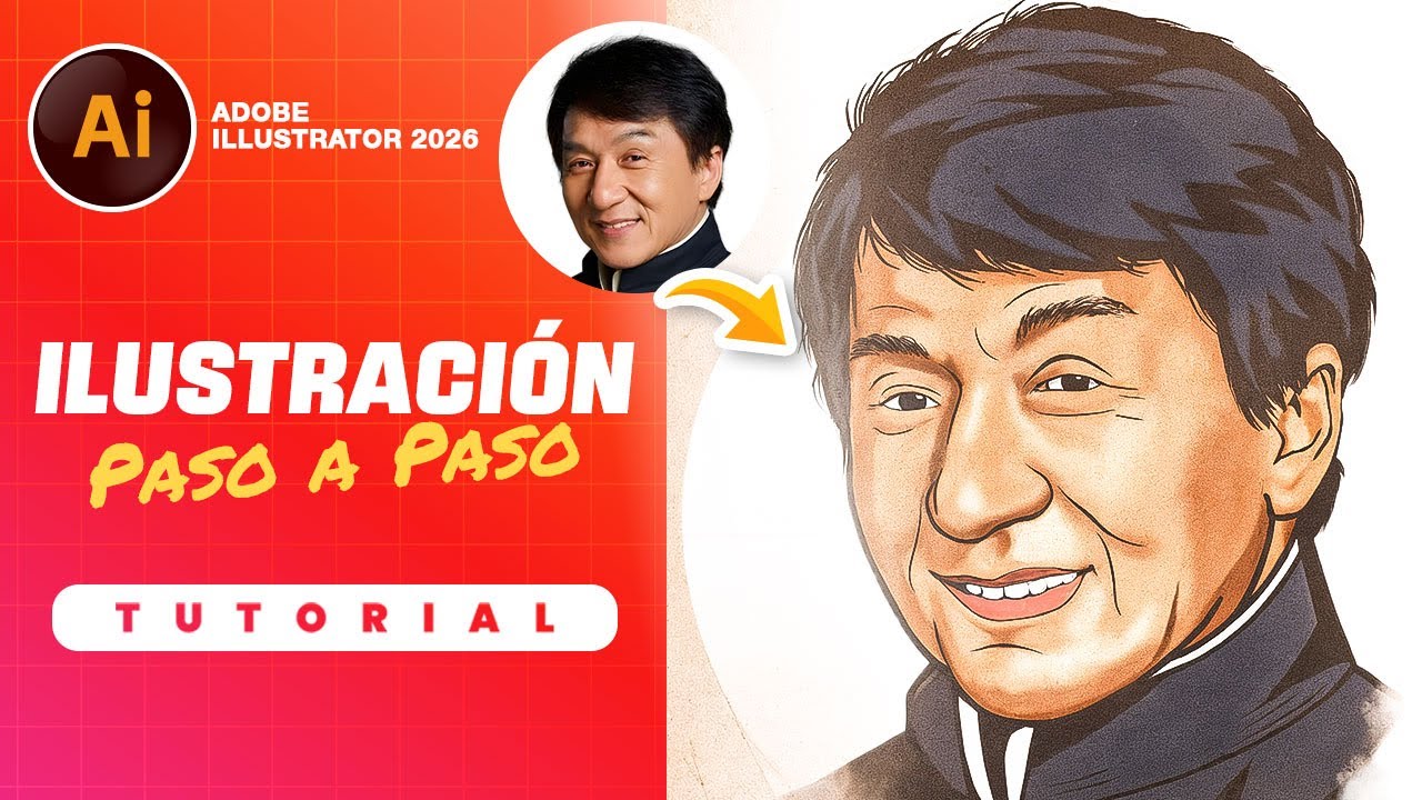 Illustrator Tutorial | Ilustrando a Jackie Chan Paso a Paso | Drawing Jackie Chan Step by Step