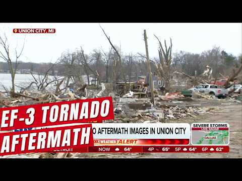 First Look At Aftermath In  Union City, Michigan After Devastating EF-3 Tornado Leveled Community