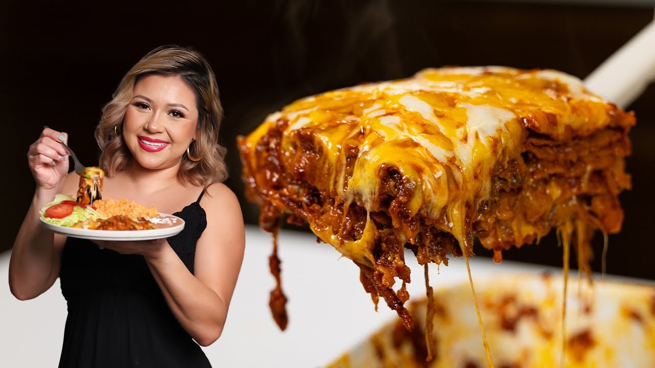 Next time you make ENCHILADAS make them like this, Cheesy Beefy STACKED Anyone Can Make! 