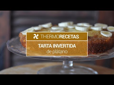 Tarta invertida de plátano