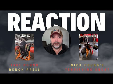 REACTION - Jimmy Kolb's 1401 Bench and NFL Nick Chubb's Strong {CRINGE} Squat