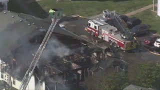 Chopper 10: Heavy flames coming from roof of building in Virginia Beach