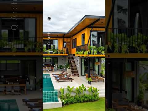 2 Story Shipping Container House with Swimming Pool #tropicalarchitecture