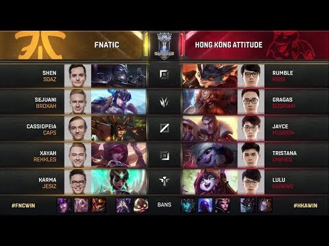 S7 Worlds 2017 | Fnatic vs Hong Kong Attitude Game 2 | Finals of Play in Stage  | FNC vs HKA