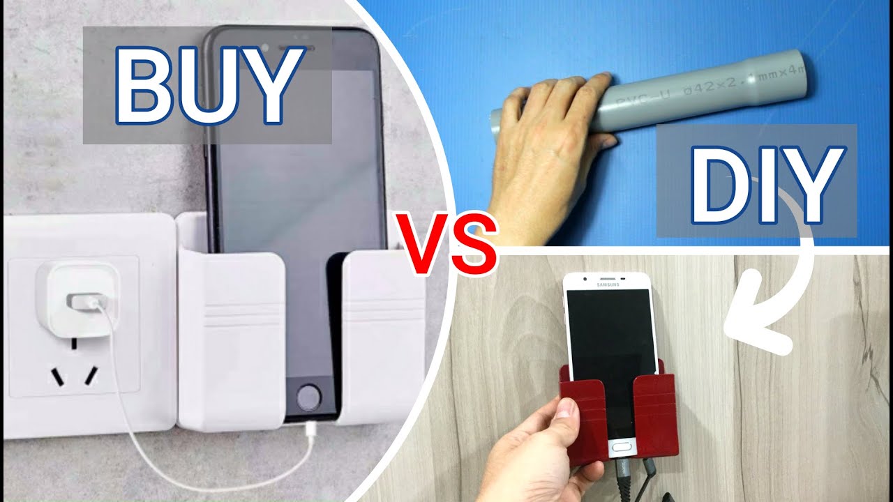 Remote Wall Shelf - Phone Charger Holder With Hook Holder | PVC ideas | BUY or DIY