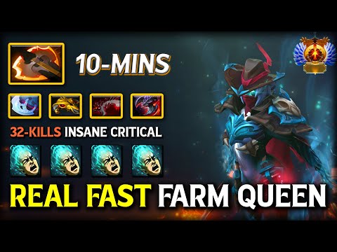 REAL FAST FARM QUEEN Phantom Assassin With 10-Mins Battle Fury Item | Brutal 32-Kills Crit Like Boss