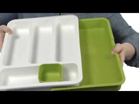 1 green plastic cutlery tray, for kitchen
