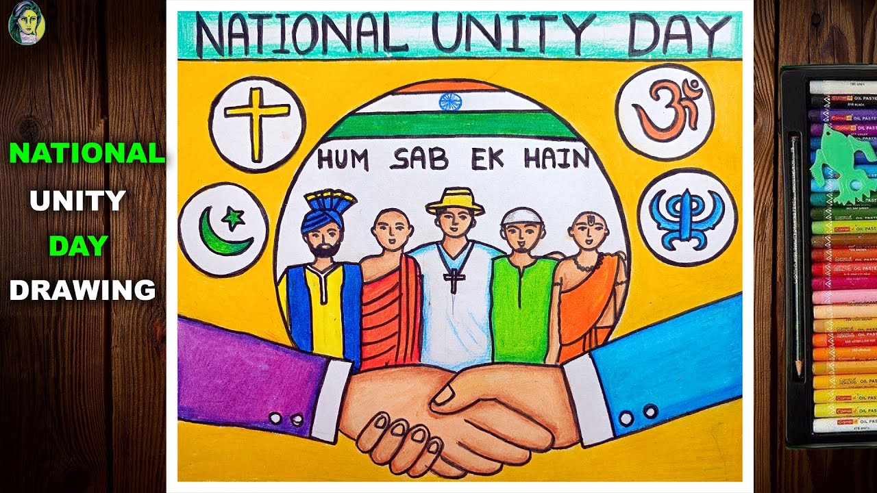 National Unity Day Drawing Easy | Unity In Diversity Poster Drawing | How To Draw Unity Day Poster